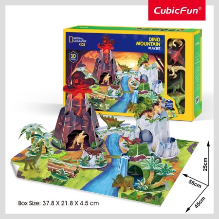 Cubic Fun - National Geographic Set de joaca 3D muntele dinozaurilor 54 piese - Img 3