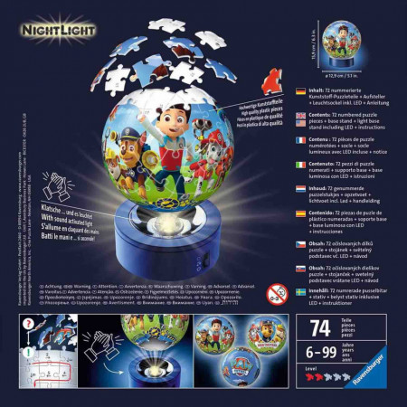 Puzzle 3D Patrula De Noapte A Catelusilor, 72 Piese - Img 3