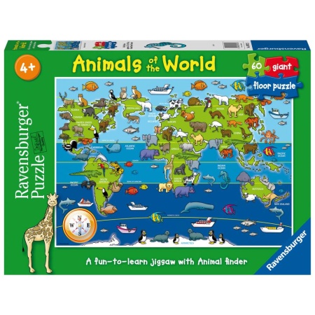Ravensburger - Puzzle mare de podea harta animalele lumii 60 piese