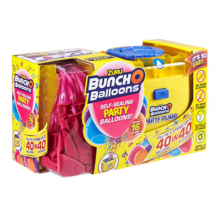 Set baloane de petrecere si pompa, Bunch o Balloons, Pink, 16buc