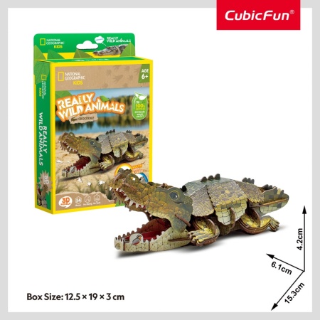 Cubic Fun - National Geographic Animale Salbatice Puzzle 3D Crocodil 54 piese - Img 2