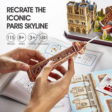 Cubic Fun - Puzzle 3D Led Paris 115 Piese - Img 4