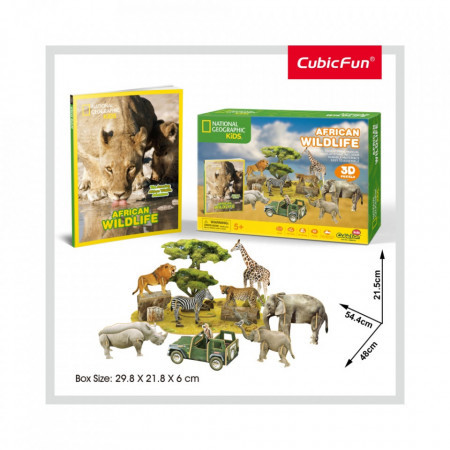 Cubic Fun - Puzzle 3D si Brosura-Animale Salbatice 69 Piese - Img 2