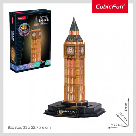 CUBICFUN - PUZZLE 3D BIG BEN EDITIE LUMINOASA 32 PIESE - Img 4