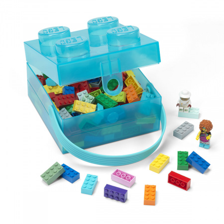 Cutie LEGO 2x2 - albastru transparent - Img 3