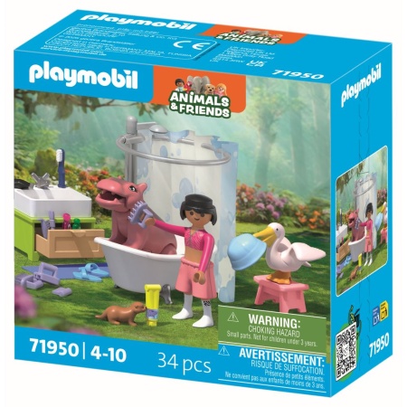 Playmobil - Jucarie de rol Distractia animalelor la baie - Img 3