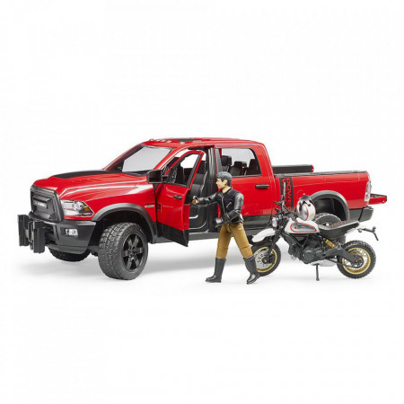 Bruder - Masina De Teren Ram 2500 Cu Motocicleta Scrambler Ducati Desert Si Sofer - Img 4