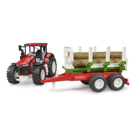 Bruder Tractor Roadmax cu remorca forestiera si 3 busteni - Img 2
