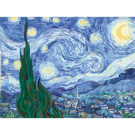 Ravensburger - CreArt pictura pe numere pentru adulti Tablou Canvas Van Gogh noapte instelata - Img 3