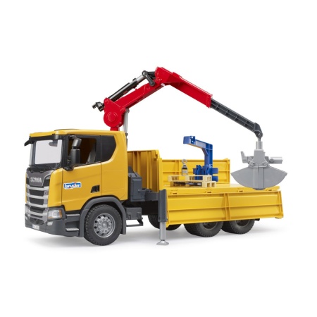 Bruder camion de constructii Scania Super 560R cu macara si 2 paleti - Img 6