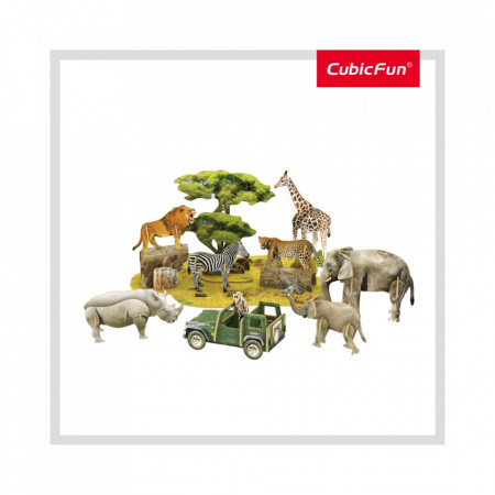 Cubic Fun - Puzzle 3D si Brosura-Animale Salbatice 69 Piese - Img 4