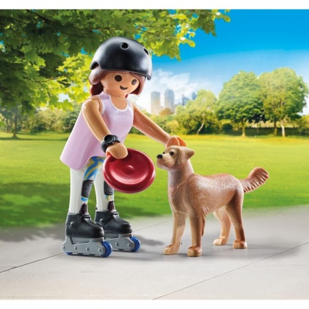 Playmobil - Figurina patinatoare cu animalut de colectie caine Retriever - Img 4