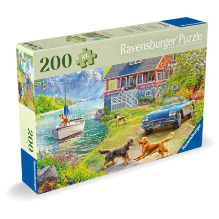 Ravensburger - Puzzle pentru varstnici casa pe malul lacului cu sablon de imagine si suport din carton 200 piese mari XL - Img 2