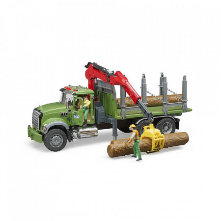 Bruder - Camion Lemne Mack Granite Cu Macara De Incarcare, Graifer Si 3 Busteni - Img 2
