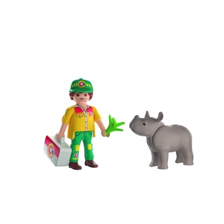 Playmobil - Set 2 figurine ingrijitor cu rinocer - Img 2