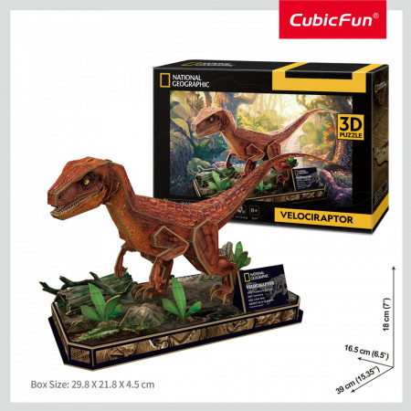 Cubic Fun - Puzzle 3D Velociraptor 63 Piese - Img 2