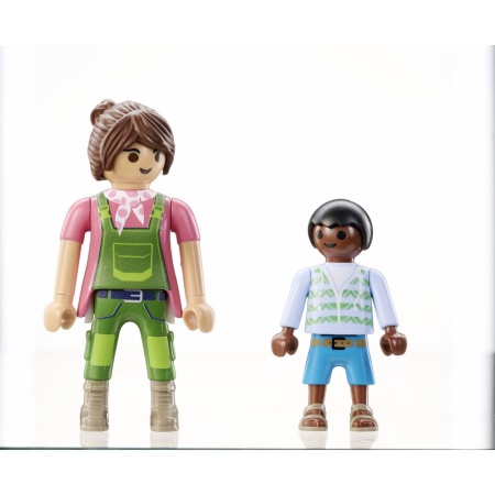 Playmobil - Set 2 figurine Femeie fermier cu copil si vitel - Img 5