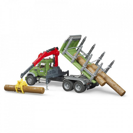 Bruder - Camion Lemne Mack Granite Cu Macara De Incarcare, Graifer Si 3 Busteni - Img 4