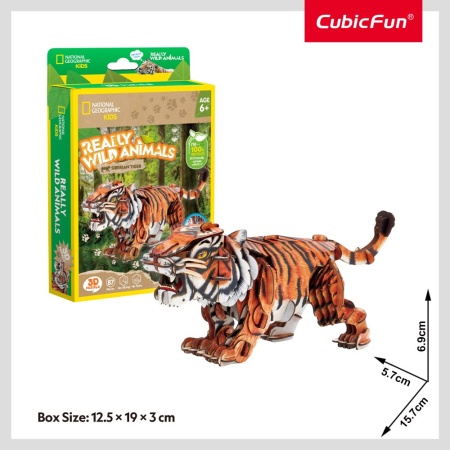 Cubic Fun - National Geographic Animale Salbatice Puzzle 3D Tigru Siberian 87 piese - Img 2