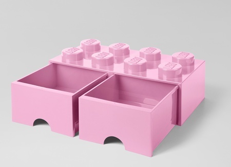 Cutie depozitare LEGO 2x4 cu sertare, roz - Img 2