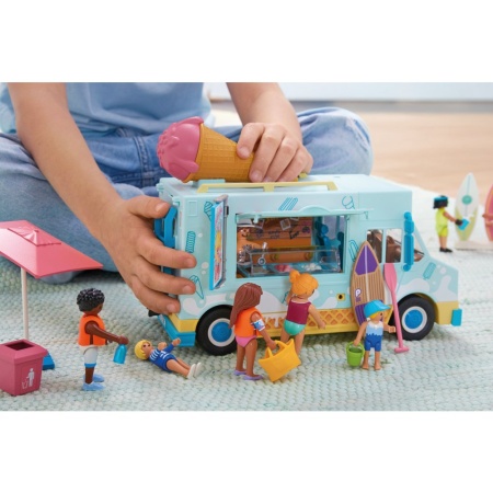Playmobil - Jucarie de rol Stand de inghetata si magazin cu articole de surf - Img 4