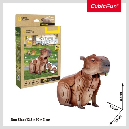 Cubic Fun - National Geographic Animale Salbatice Puzzle 3D Capibara 56 piese - Img 3