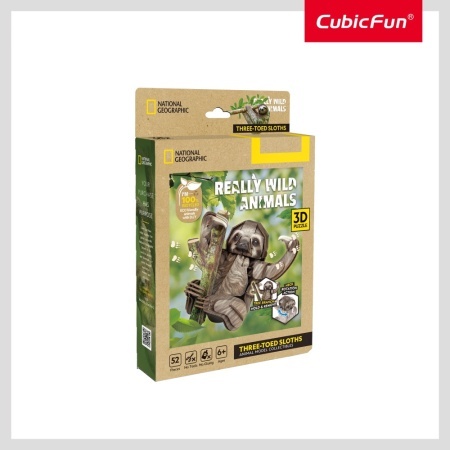Cubic Fun - National Geographic Animale Salbatice Puzzle 3D Lenes cu trei degete 52 piese - Img 2