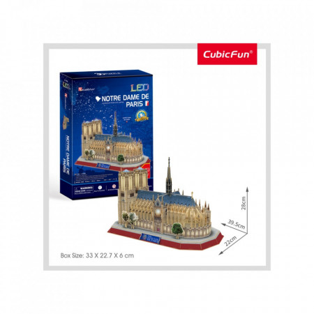 Cubic Fun - Puzzle 3D Led Notre Dame 149 Piese - Img 2