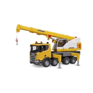 Bruder camion cu macara Scania Super 560R Liebherr cu lumini si sunete