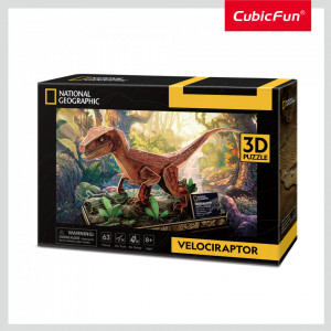 Cubic Fun - Puzzle 3D Velociraptor 63 Piese - Img 3