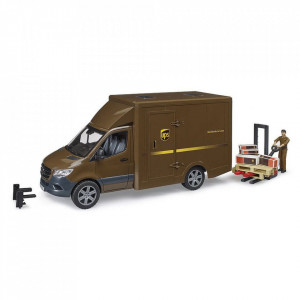 Bruder - Masina Ups Mercedes Benz Cu Sofer Si Accesorii - Img 2