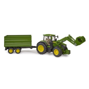 Bruder tractor John Deere 7R 350 cu incarcator frontal si remorca basculanta pe osie - Img 3