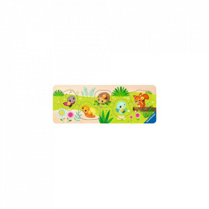 Puzzle Lemn Animalute, 5 Piese - Img 2
