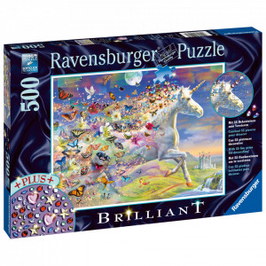 Puzzle Unicorni Si Fluturi, 500 Piese si Stickere - Img 2