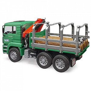 Bruder - Camion Lemne Man Tga Cu Macara De Incarcare Si 3 Busteni - Img 3