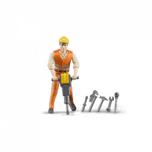 Bruder - Figurina Muncitor Constructii Cu Accesorii - Img 2