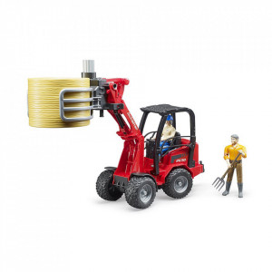 Bruder - Incarcator Compact Schaffer 2630 Cu Graifer Si Un Balot Rotund - Img 8