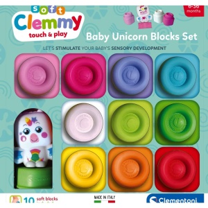 Clementoni - Set de joaca educational Soft Clemmy Unicorn cu 10 cuburi de constructie moi si lavabile - Img 2