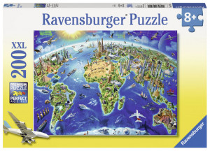 Puzzle Harta Cu Monumentele Lumii, 200 Piese - Img 3