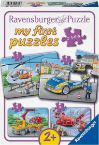 Puzzle Set 4 Buc Vehicule De Urgenta, 2/4/6/8 Piese