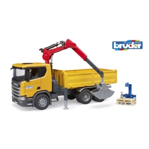 Bruder camion de constructii Scania Super 560R cu macara si 2 paleti - Img 2