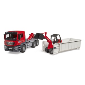 Bruder camion Man TGS cu container roll off si incarcator compact Schaffer - Img 5