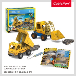 Cubic Fun - Joc Educativ STEM National Geographic puzzle 3D Mini incarcator si Basculanta - Img 2
