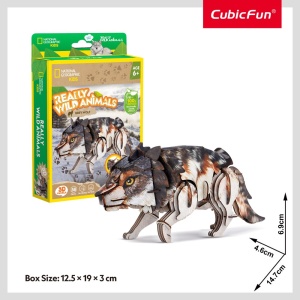 Cubic Fun - National Geographic Animale Salbatice Puzzle 3D Lup Cenusiu 58 piese - Img 2
