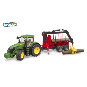 Bruder tractor John Deere 7R 350 cu remorca forestiera si 4 busteni - Img 2