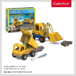Cubic Fun - Joc Educativ STEM National Geographic puzzle 3D Mini incarcator si Basculanta - Img 3