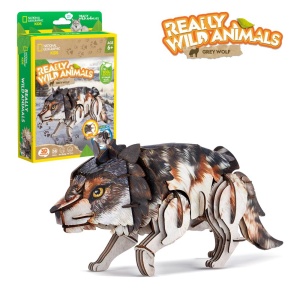 Cubic Fun - National Geographic Animale Salbatice Puzzle 3D Lup Cenusiu 58 piese