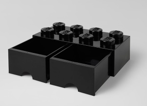 Cutie depozitare LEGO 2x4 cu sertare, negru - Img 2