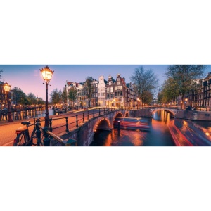 Ravensburger - Puzzle panorama noaptea in Amsterdam 1000 piese design nou - Img 2