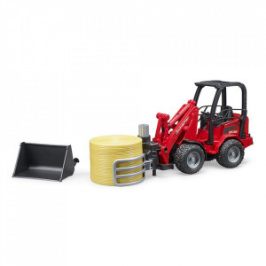 Bruder - Incarcator Compact Schaffer 2630 Cu Graifer Si Un Balot Rotund - Img 7